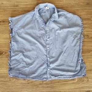 BeachLunchLounge‎ Sleeveless Cropped Button Down Shirt with Ruffles on the Sides